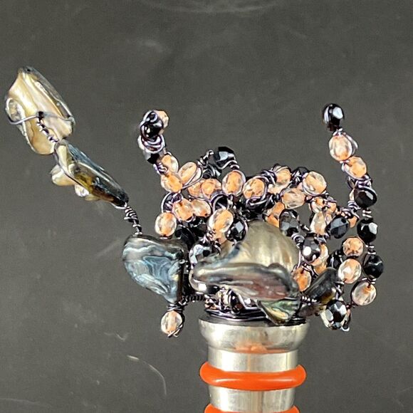 Beaded Glass Wine Bottle Stoppers with Tiny Wire Abstract Glass Beads Multicolor - Picture 6 of 11